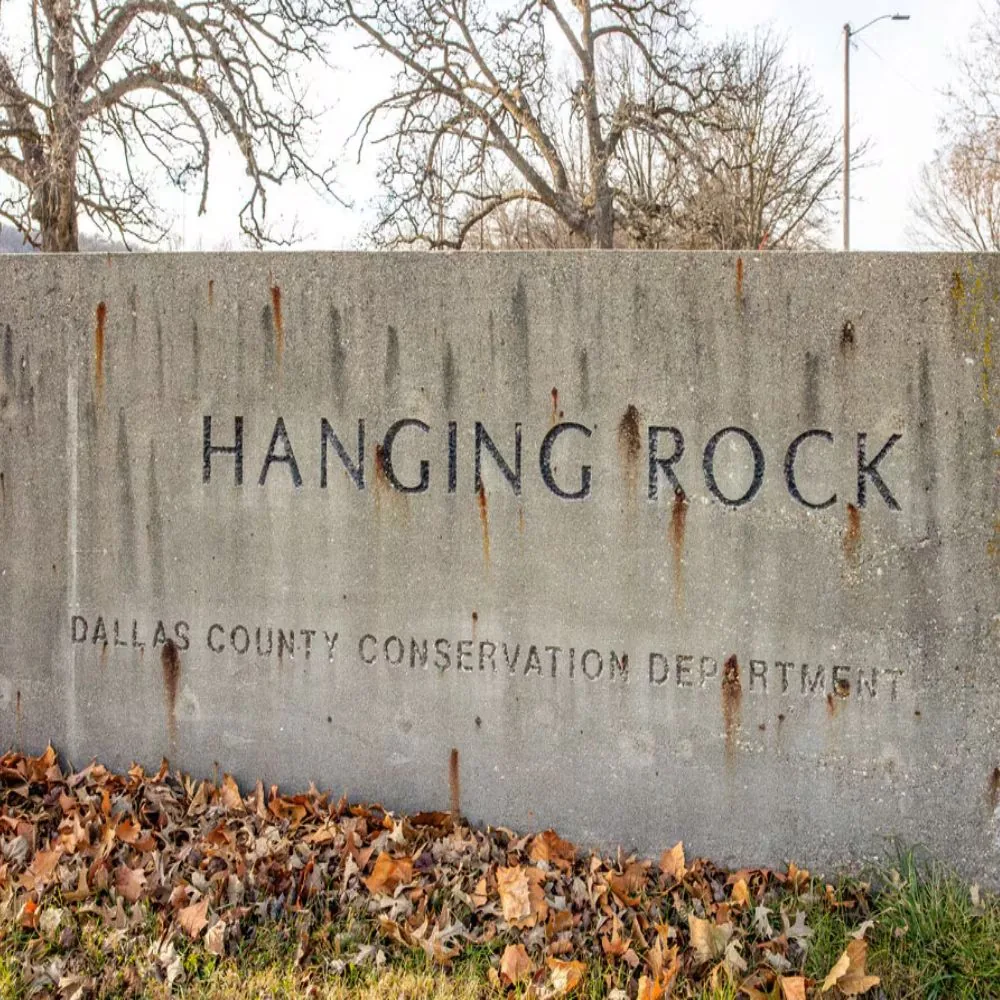 Hanging Rock park entrance sign maintained by Dallas County Conservation